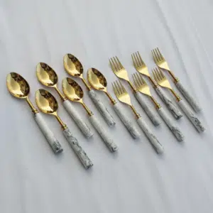 Vedas Gold & Marble Cutlery Set of 12