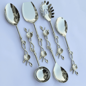 Vedas cast Alu Stem Flower Serving Set of 6