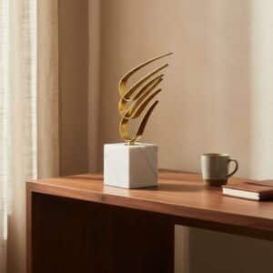 Vedas Metal Gold Abstract Marble Figurine Showpiece Table Decor