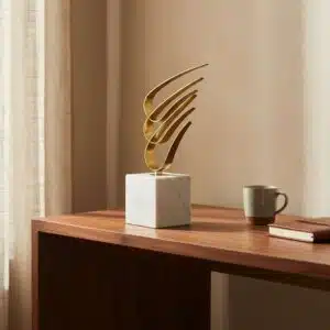 Vedas Metal Gold Abstract Marble Figurine Showpiece Table Decor