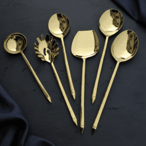 Vedas Stainless Steel Gold Serving Set of 6