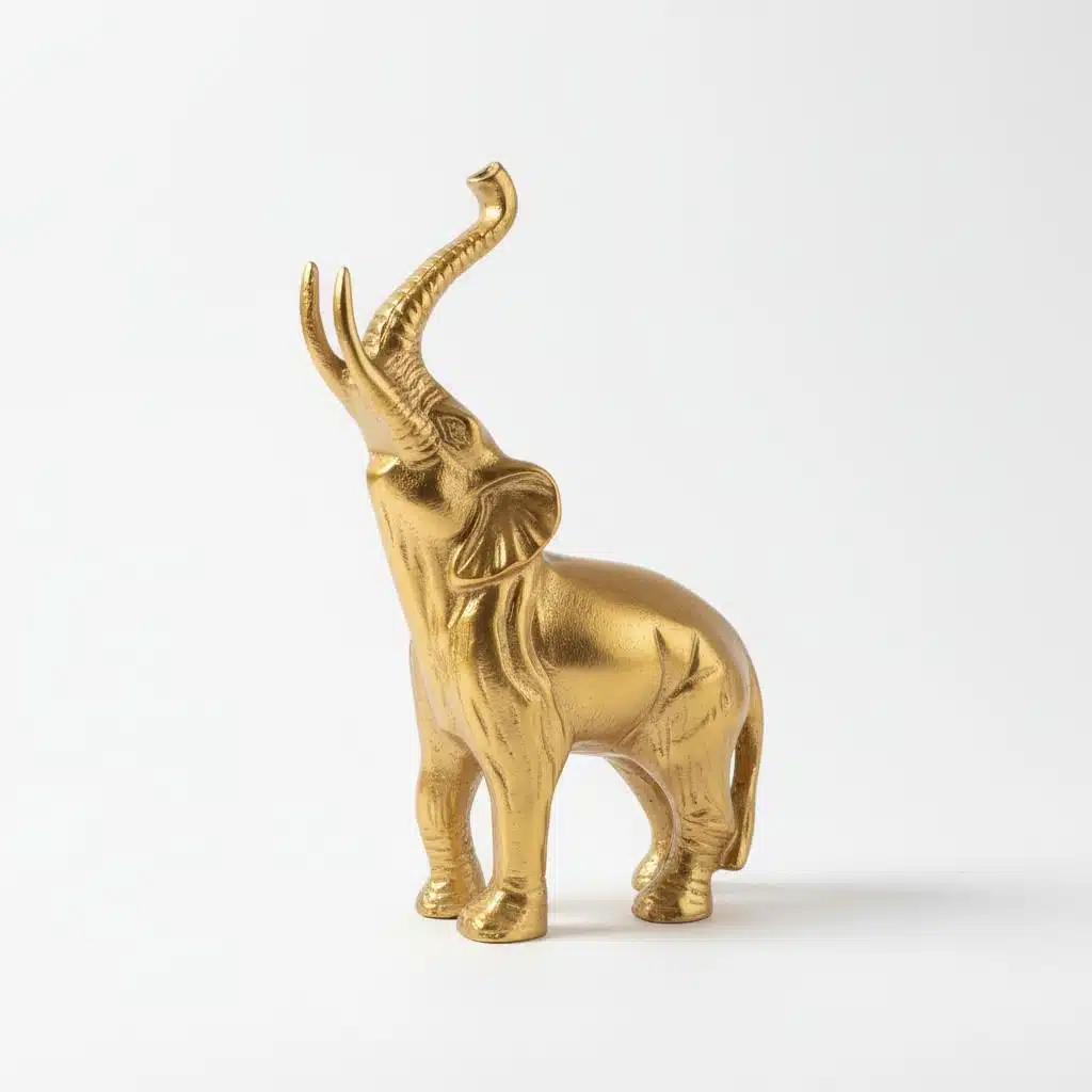 Vedas Alu Gold Upper Trunk Elephant Small Figurine Showpiece Table Decor - Image 3