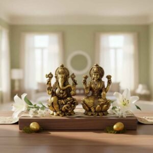 Vedas Brass Fine LW Laxmi Ganesha Idol & Figurine Showpiece (Set of 2)
