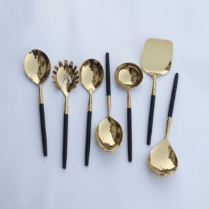 Vedas Stainless Steel Black Gold Pvd Serving Set of 6