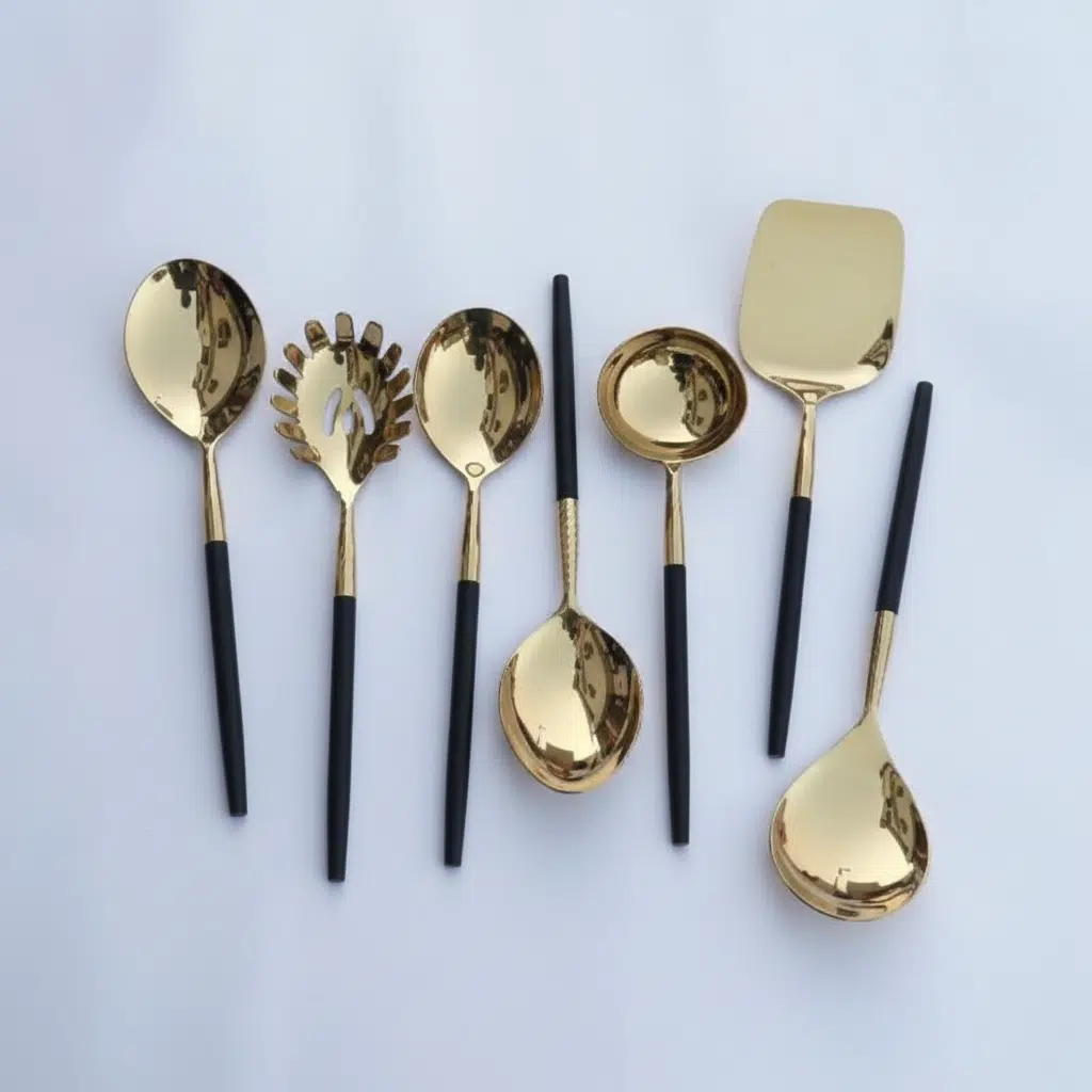 Vedas Stainless Steel Black Gold Pvd Serving Set of 6