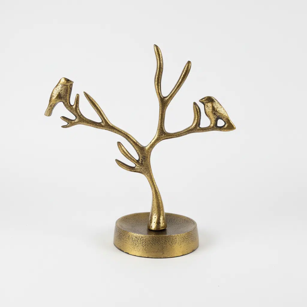 Vedas Alu Gold Two Bird Tree Figurine Showpiece Table Decor - Image 3