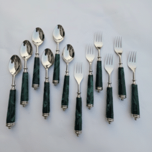 Vedas Stainless Steel Green Jade Cutlery Set of 12