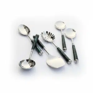 Vedas Stainless Steel Green Jade Serving Set of 6