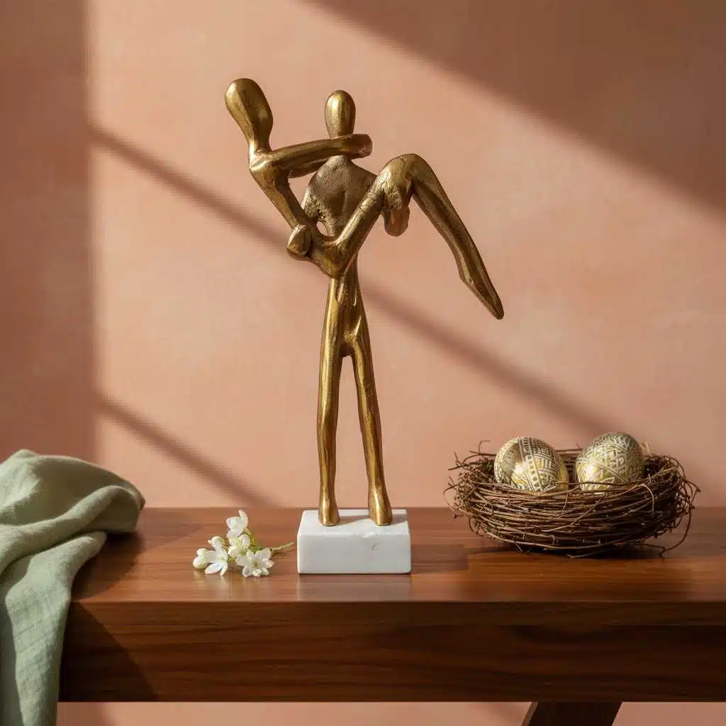 Vedas Alu Gold Couple Figurine Showpiece Table Decor