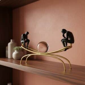 Vedas Alu Metal Gold Human Abstract Figurine Showpiece Table Decor