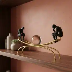 Vedas Alu Metal Gold Human Abstract Figurine Showpiece Table Decor