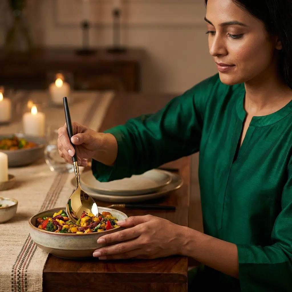 Vedas Stainless Steel Black Gold Pvd Serving Set of 6 - Image 3