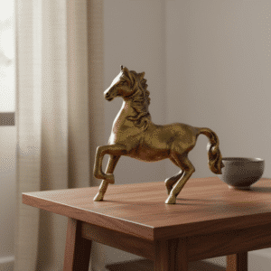 Vedas Alu Gold Running Horse Figurine Showpiece Table Decor