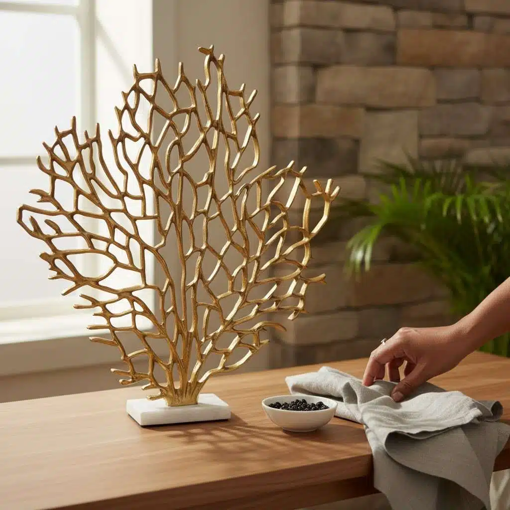 Vedas Alu Gold Tree Big Figurine Showpiece Table Decor