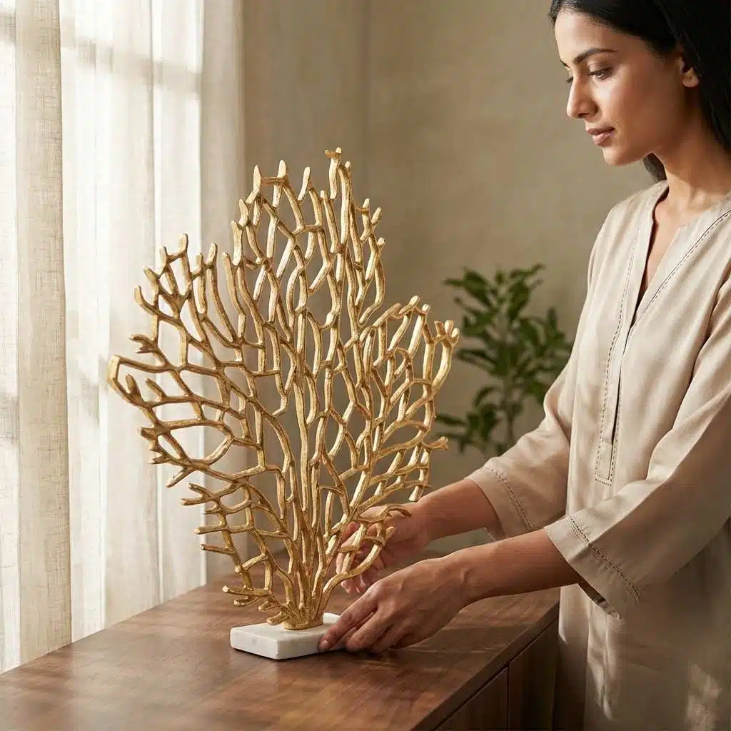 Vedas Alu Gold Tree Big Figurine Showpiece Table Decor - Image 2