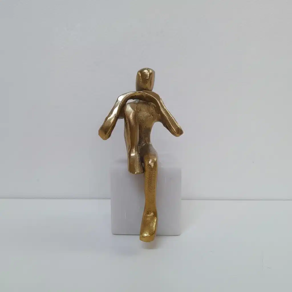 Vedas Alu Gold Man Sitting Figurine Showpiece Table Decor - Image 4
