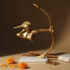 Vedas Alu Gold Warrior with Arrow Figurine Showpiece Table Decor
