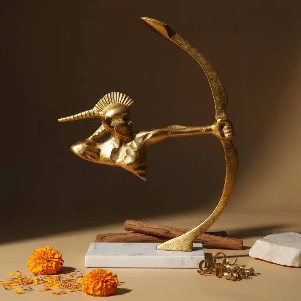 Vedas Alu Gold Warrior with Arrow Figurine Showpiece Table Decor