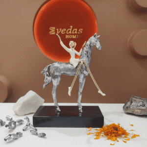 Multicolor Metal Abstract Horse n Human Table Decor Showpiece