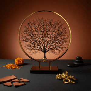 Multicolor Metal Table Forest Large Table Decor Showpiece