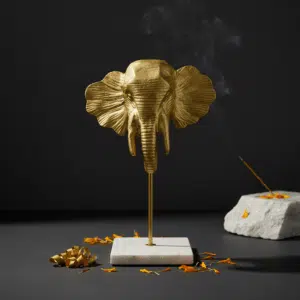 Gold Metal Ele Face Table Decor Showpiece