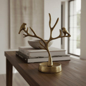 Vedas Alu Gold Two Bird Tree Figurine Showpiece Table Decor