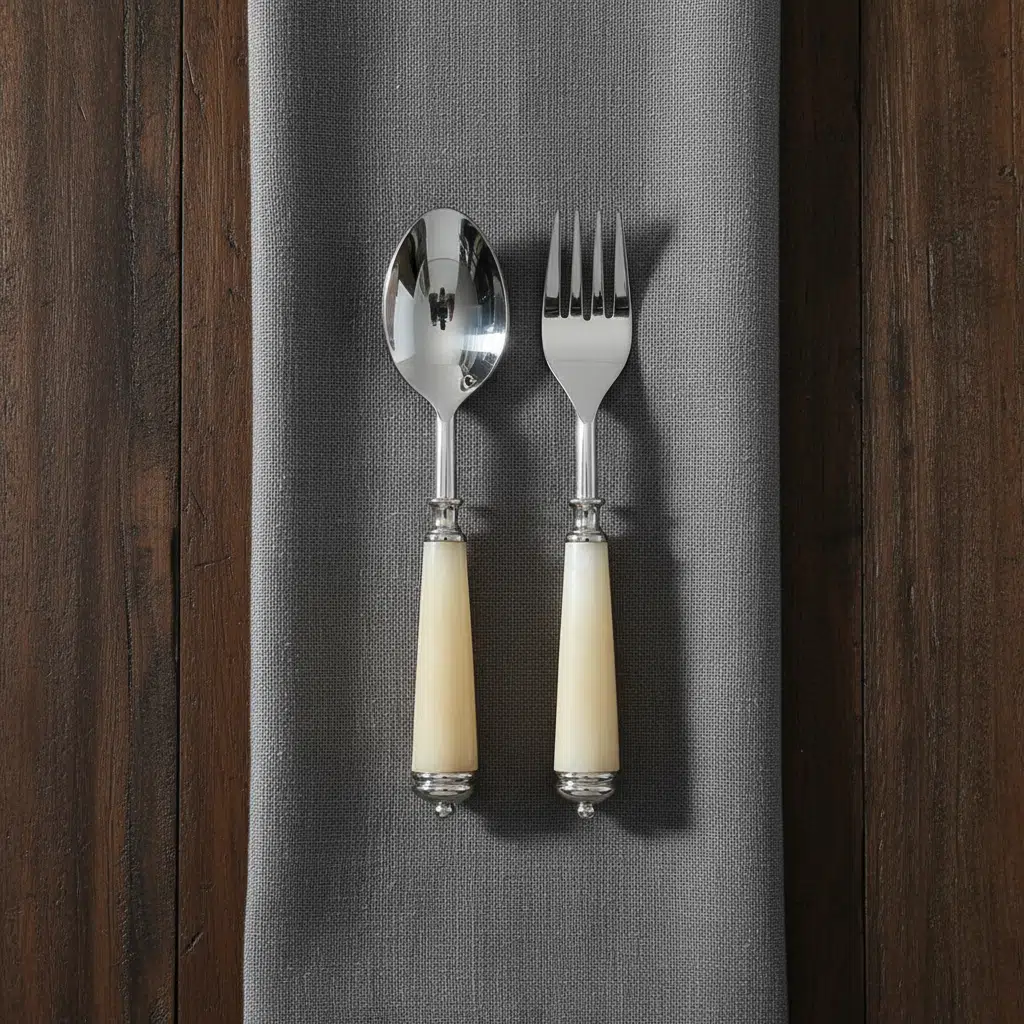 Vedas Silver & Cream Resin Stainless Steel Cutlery Set of 12 - Image 2