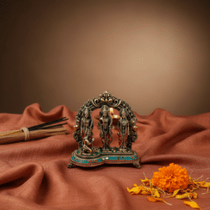 Vedas Fine Brass Ram Darbar with crushed Stone Work Idol & Figurine Showpiece (5 Inch)