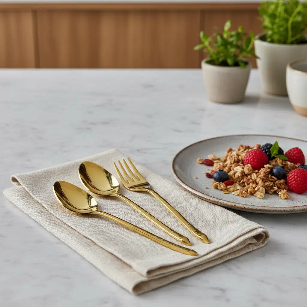 Vedas Stainless Steel Gold Cutlery Set of 12 - Image 4