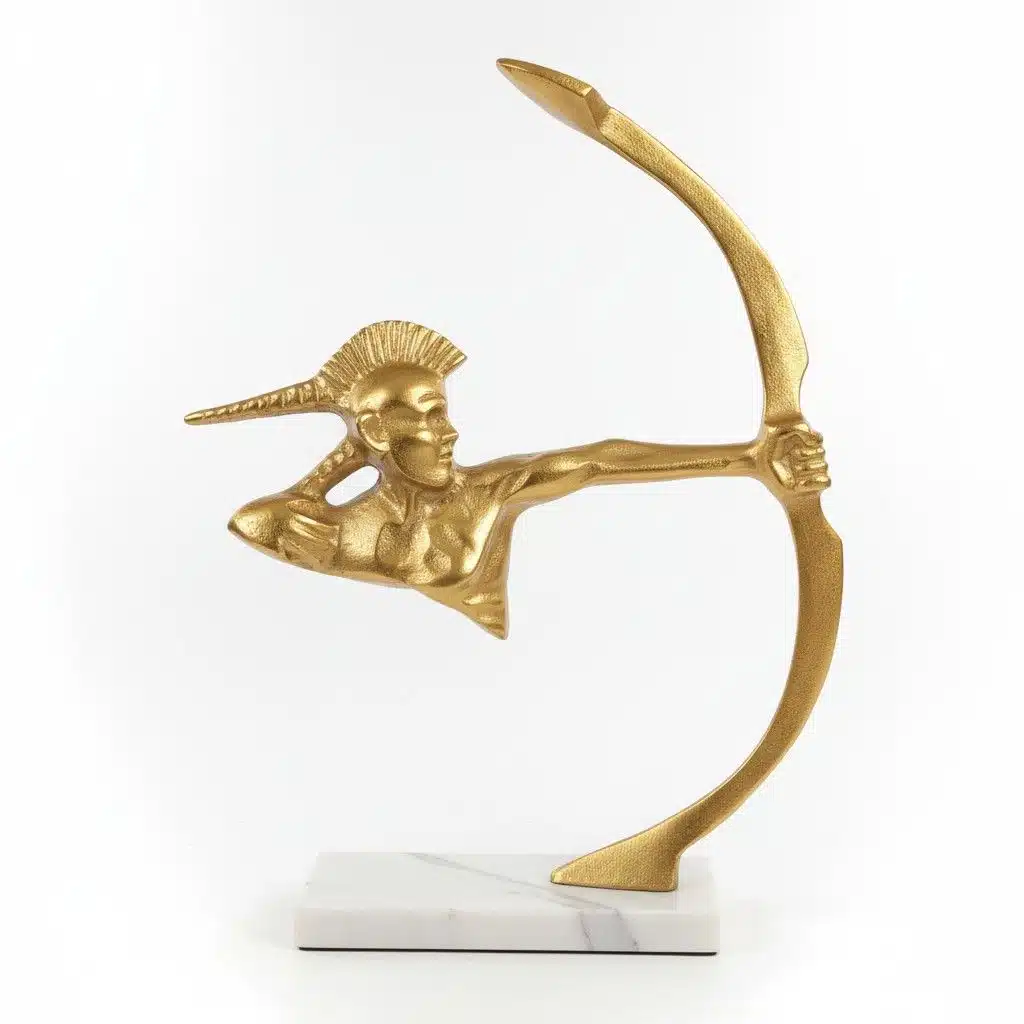 Vedas Alu Gold Warrior with Arrow Figurine Showpiece Table Decor - Image 4
