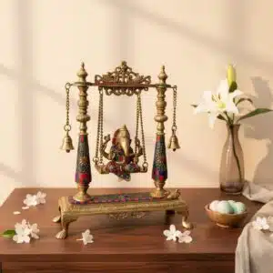 Vedas Brass Ganesha Jhula Small Idol & Figurine Showpiece