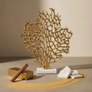 Vedas Alu Gold Tree Small Figurine Showpiece Table Decor