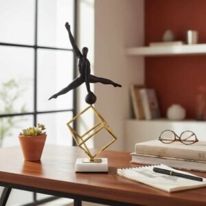 Vedas Alu Metal Gold Human Abstract Figurine Showpiece Table Decor