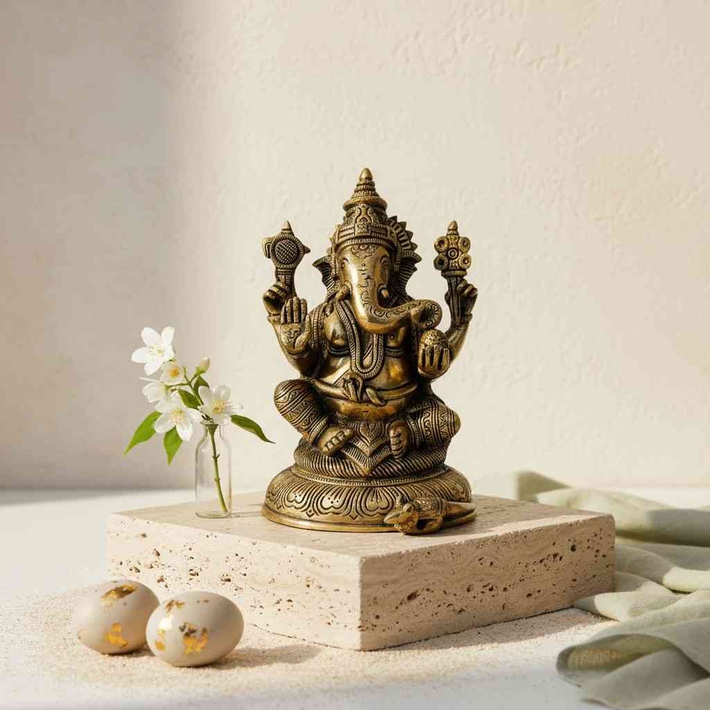 Vedas Brass Ganesha Big Idol & Figurine Showpiece