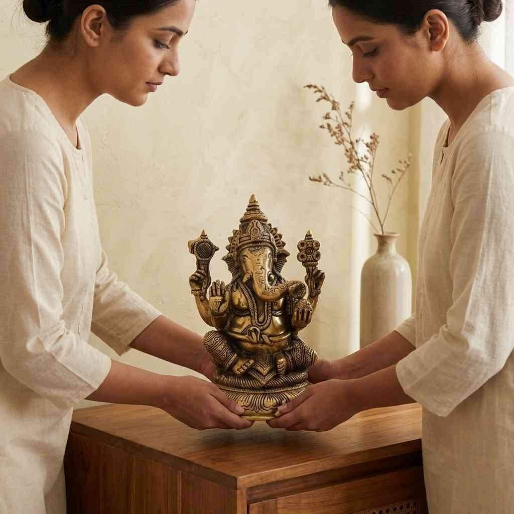 Vedas Brass Ganesha Big Idol & Figurine Showpiece - Image 3