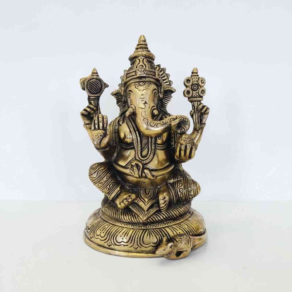 Vedas Brass Ganesha Big Idol & Figurine Showpiece - Image 4
