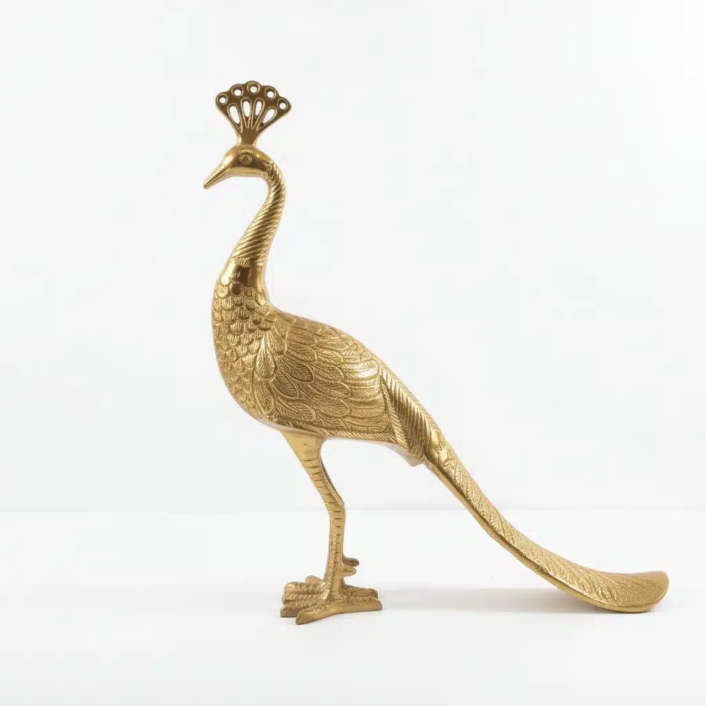 Vedas Alu Gold Peacock Figurine Showpiece Table Decor - Image 3