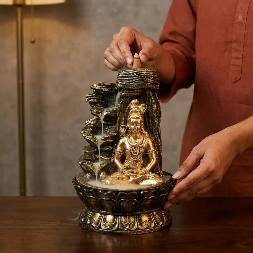 Shiva Tabletop Water Fountain – Indoor Meditation Waterfall with Rock Design, Spiritual Home Décor Fountain for Living Room, Office & Puja Room - Image 2