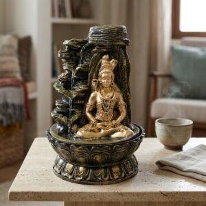 Shiva Tabletop Water Fountain – Indoor Meditation Waterfall with Rock Design, Spiritual Home Décor Fountain for Living Room, Office & Puja Room