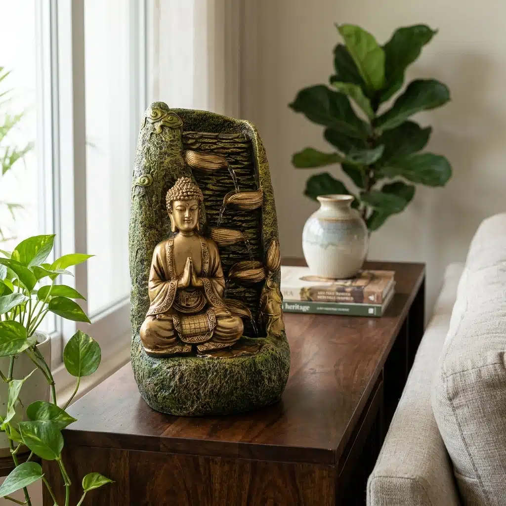Buddha Indoor Water Fountain – Zen Tabletop Home Decor - Image 3