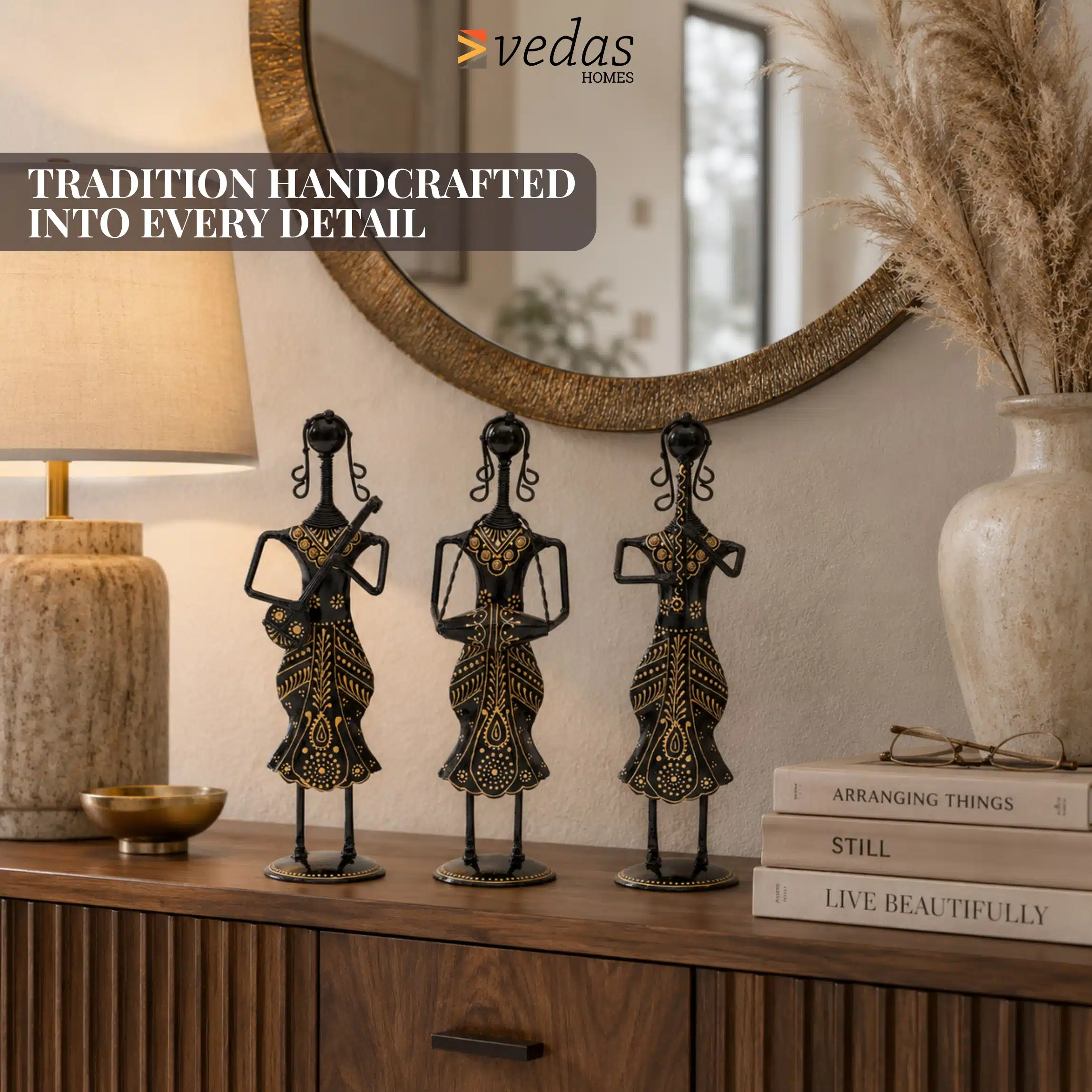 Handcrafted Musician Dolls Showpiece Set of 3 | Eiko Table Decor - Image 2