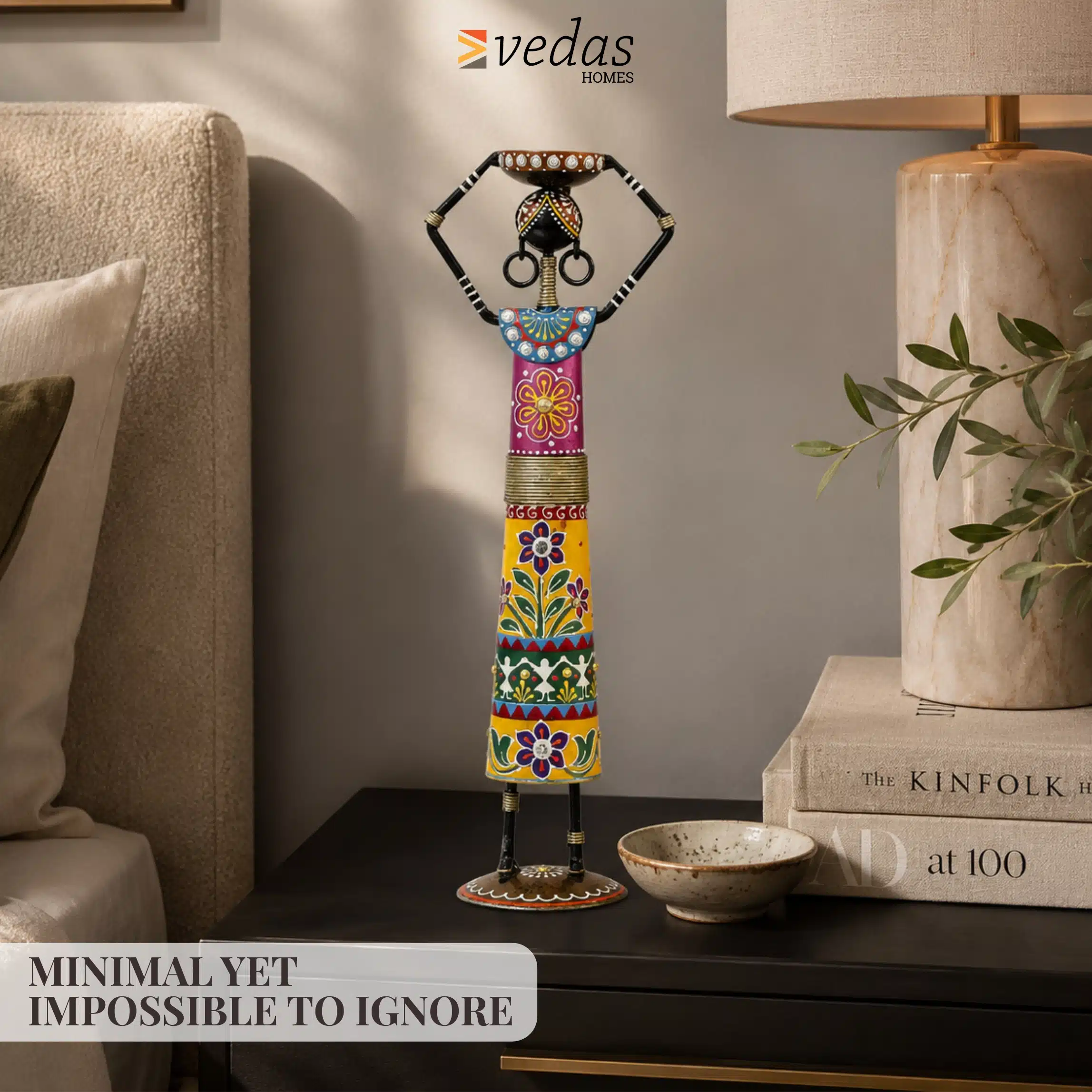 Designer Showpiece Table Decor | Akiro Multicolor Metal Figurine - Image 2