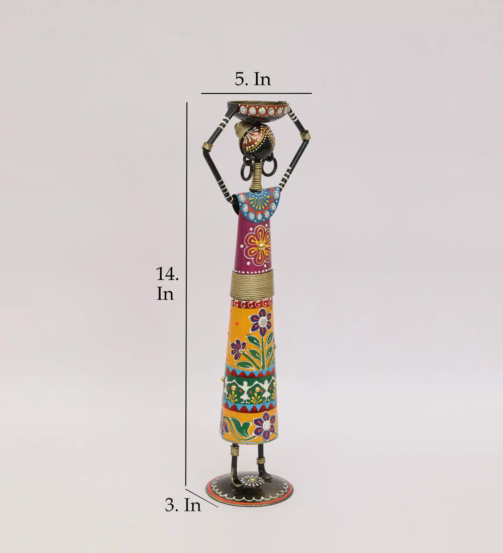 Designer Showpiece Table Decor | Akiro Multicolor Metal Figurine - Image 4