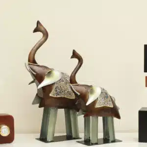 Metal Multicolor Anaya Elephant Showpiece Table Decor Set of 2