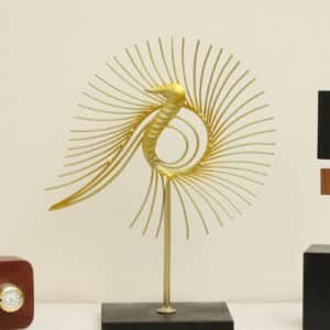 Metal & MDF Gold Atlas Peacock Showpiece Table Decor
