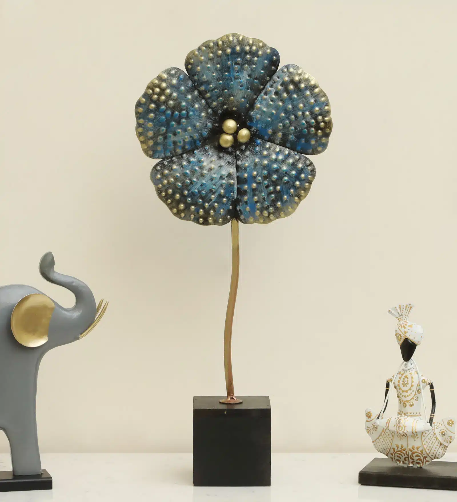 Metal & MDF Multicolor Leen Flower Showpiece Table Decor