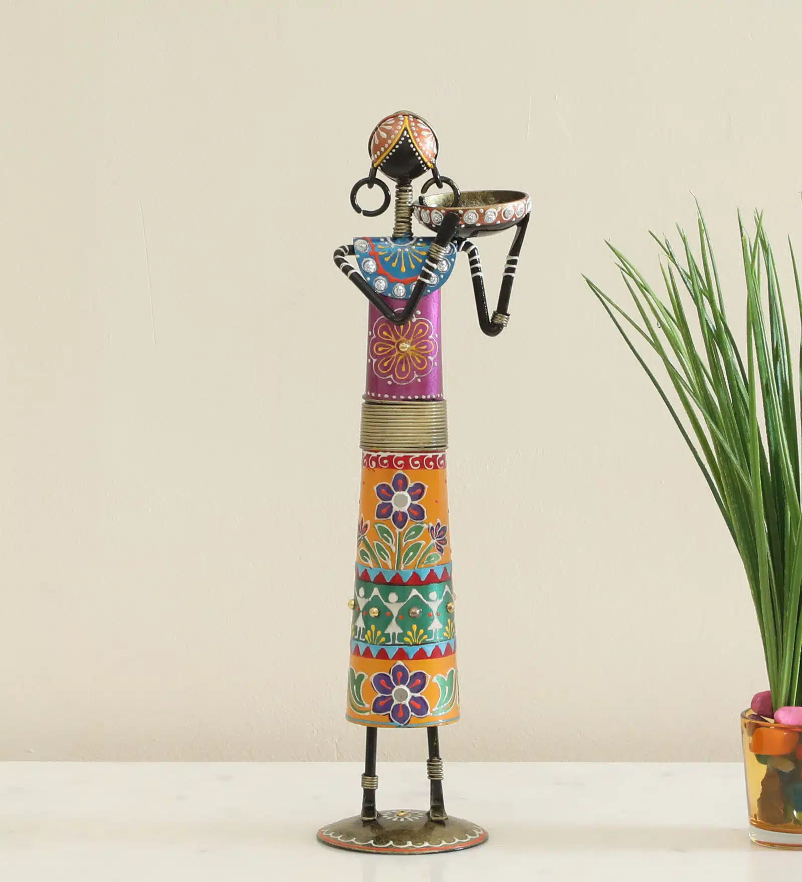 Akiro Designer 2 Showpiece Table Decor Handcrafted Metal Multicolor Figurine