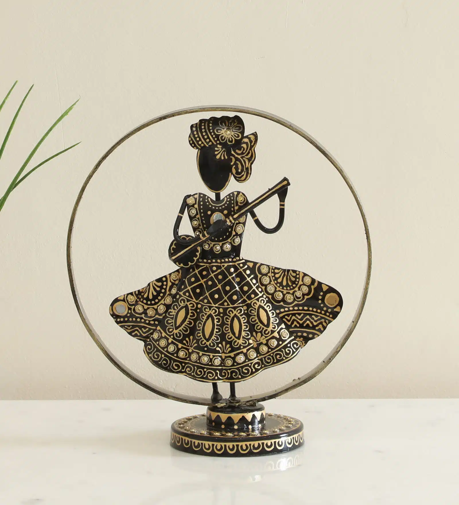 Traditional Sitar Player Showpiece Anushree Metal Table Decor
