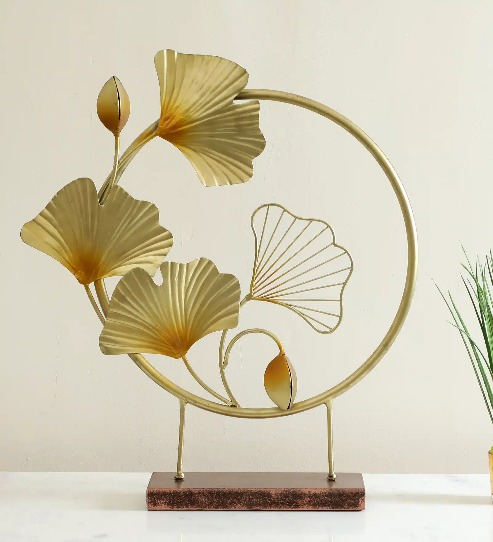 Ginkgo Table Decor Showpiece - Metal MDF Large 18x21 Inch