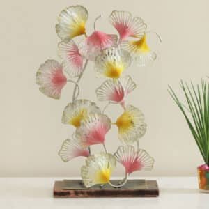 Metal & MDF Multicolor Tej Bunch Ginko Showpiece Table Decor